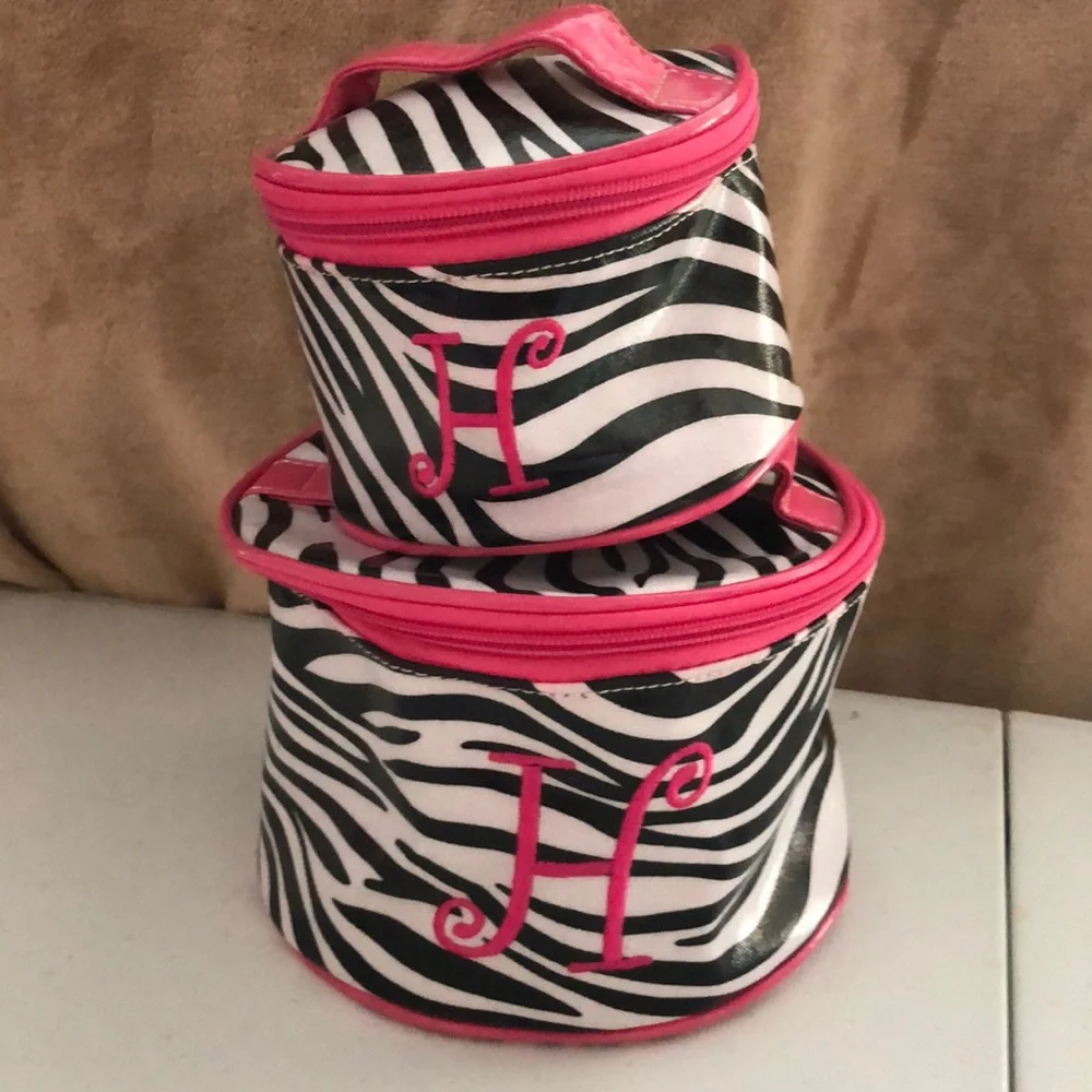 Pink zebra stripe make bags